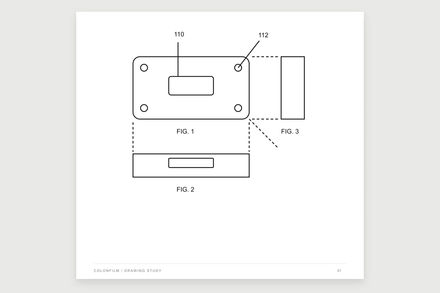 Demonstration sheet with three separately numbered views